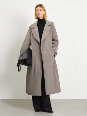 Утеплённое пальто с поясом, R139/oliven