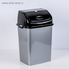 1761715 Контейнер для мусора 18 л "Камелия", цвет серебристый перламутр/чёрный