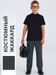 546610 Апрель Брюки гусиная лапка черный+светло-серый
