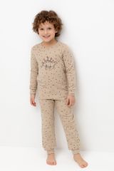 CROCKID Пижама К 1621 тем.бежевый, мини квадратики