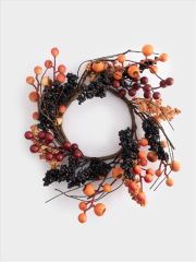 Венок декоративный, 13/28 см, пенопласт/бумага, Ягоды, Bright pumpkin