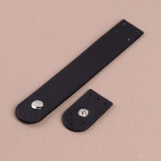 5077520 Застёжка пришивная для сумки, на кнопке, 15,5 × 2,5 см / 4,5 × 2,5 см, цвет чёрный/серебряный