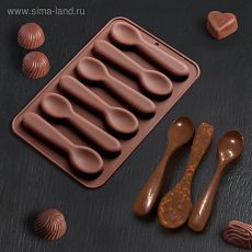 1007478 Форма для льда и шоколада «Ложечки», 6 ячеек, цвета МИКС
