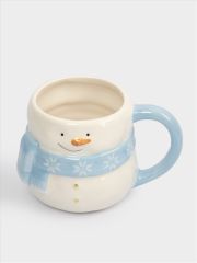 Кружка, 450 мл, керамика, бело-голубая, Снеговик в шарфе, Snowman