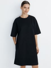 OmD 3741С Платье-туника женское OVERSIZE кор/рук, CO+EL Omsa Платье Nero (Черный)