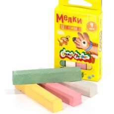 Мелки цветные Каляка-Маляка 4 шт, квадратные, в картонной упаковке с европодвесом