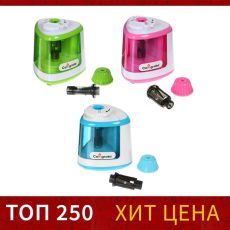 1722953 Точилка электрическая с контейнером (работает от двух пальчиковых батареек), МИКС