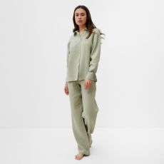 Комплект домашний женский (рубашка, брюки) KAFTAN Basic размер 44-46, зелёный