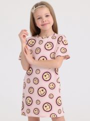 332928 Апрель Платье смайлики на розовом