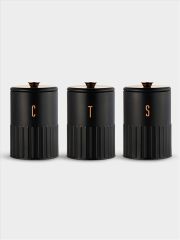 Набор банок для сыпучих продуктов, 3 пр, 1.35 л, h17 см, чёрные, Astor