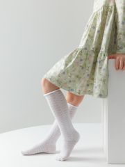 Omsa Гольфы OMSA kids Gambaletto 32A03 ажур - сердечки с руликом на борту Bianco (Белый)