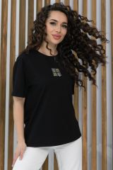 Б13494-20М Футболка LADY TAIGA Черная/коты