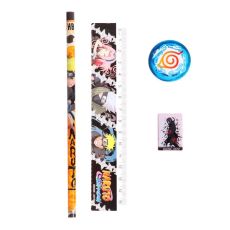 9517224 Набор канцелярский Naruto: карандаш чернографитный, линейка 15 см, ластик, точилка, с европодвесом