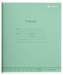 Тетрадь 12 листов, косая линия, ПАСТЕЛЬНО-ЗЕЛЕНАЯ мелованный картон, ВД-лак
