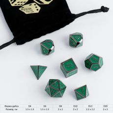 Кости игральные, дайсы для D&D (Dungeons and Dragons, ДнД), «Изумруд», 7 шт