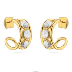 Серьги Самоцветы (бирюза белая; покрытие золото), Есть комплект