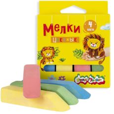 Мелки цветные Каляка-Маляка для асфальта 4 шт, квадратные, в картонной упаковке с европодвесом