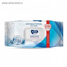 4619379 AURA FAMILY Влажные салфетки с антибактериальным эффектом big-pack с крышкой 144шт
