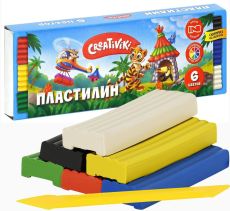 Пластилин 6 цв. 90 г ассорти со стеком Creativiki