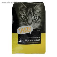 2879593 Сухой корм Tasty для взрослых кошек, курица, 10 кг