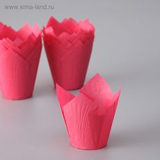 ЦЕНА ЗА 180 ШТ! 4608736 Форма бумажная "Тюльпан", темно-розовый, 5 х 8 см