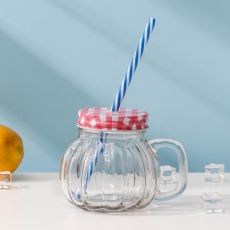 2839530 Банка «Тыковка», 400 мл, с ручкой, крышкой и трубочкой, цвет МИКС
