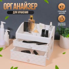 Органайзер для хранения, 8 секций, 2 ящика, 25×16.5×20 см, белый