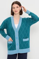 9242-91047-4500591/221618 Кардиган NEWVAY Изумруд/берег реки