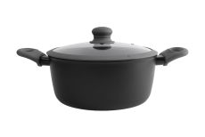 Кастрюля, 24 см, 3,9 л, с крышкой, с покрытием, алюминий, серо-черная, Robust, 63436