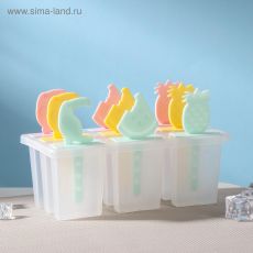 5363385 Форма для мороженого «Фрукты», 17,5×9×11 см, 9 ячеек, цвет МИКС
