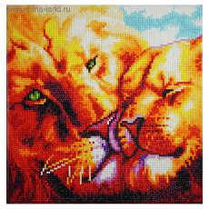 4731131 Алмазная картина "Львиная нежность" 30 × 30 см