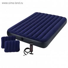 3947866 Матрас надувной Classic Downy Fiber-Tech,152 x 203 х 25 см, с ручным насосом, 64765 INTEX