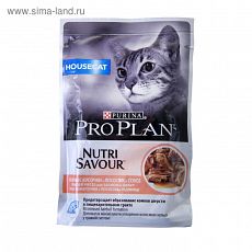 1252770 Влажный корм PRO PLAN для домашних кошек, лосось в соусе, пауч, 85 г