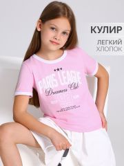 543881 Апрель Футболка светло-розовый+белый