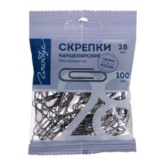 ЦЕНА ЗА 5 НАБОРОВ! 6758487 Скрепки канцелярские GLOBUS, 100 шт., 28 мм, без покрытия, флоу-пак