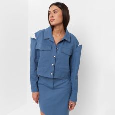 Рубашка женская укороченная с разрезами MIST: Denim, размер 46, синий