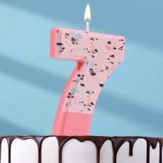 Свеча для торта «Мозайка», цифра 7, розовый