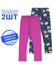 472684 Апрель Легинсы темно-розовый+одуванчики с пушинками на темно-синем