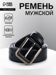 Ремень мужской, ширина 3.5 см, винт, пряжка металл, чёрный