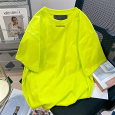 Флуоресцентно-зеленая футболка oversize с вышивкой
