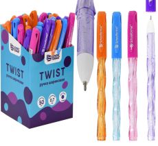 Ручка масляная синий 0,7 мм ассорти TWIST