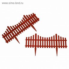 3296972 Ограждение декоративное, 30 × 300 см, 5 секций, пластик, терракотовое