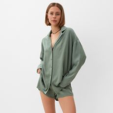 Костюм женский (рубашка, шорты) MINAKU: Casual Collection, оливковый, размер 40