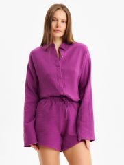 Комплект домашний женский (рубашка, шорты) KAFTAN Basic размер 44-46, сиреневый