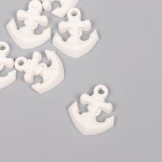 Декор для творчества полистоун «Якорь», белый, набор 6 шт., 2.8×3.2 см