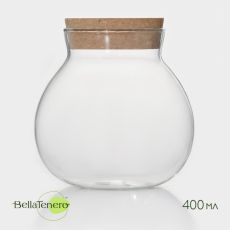 9313569 Банка стеклянная для хранения сыпучих продуктов BellaTenero «Бабл», 400 мл, 10×12 см, с пробковой крышкой