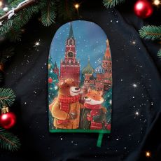 Варежка-прихватка новогодняя «Этель» Red Square 15×28 см, саржа, 100% хл, ватин 250 г/м²
