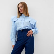 Рубашка женская MINAKU: Casual Collection, размер 48, голубой