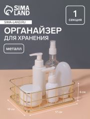 Органайзер для хранения косметических принадлежностей «РАФАЭЛЬ», 17×12×6 см, цвет золотистый