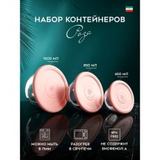 9600658 Набор контейнеров «Роза», 1500/850/450 мл, стекло, Иран